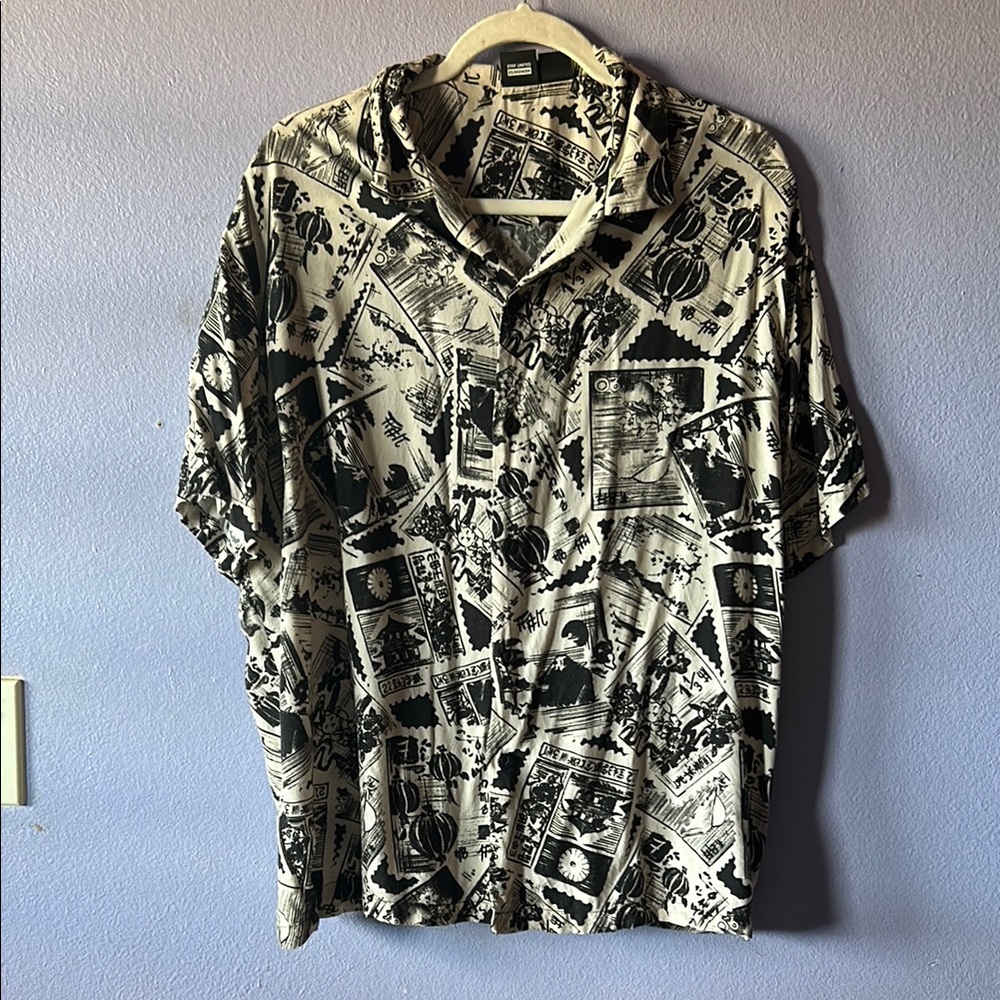 Graphic Black and White Japan Men's Shirt